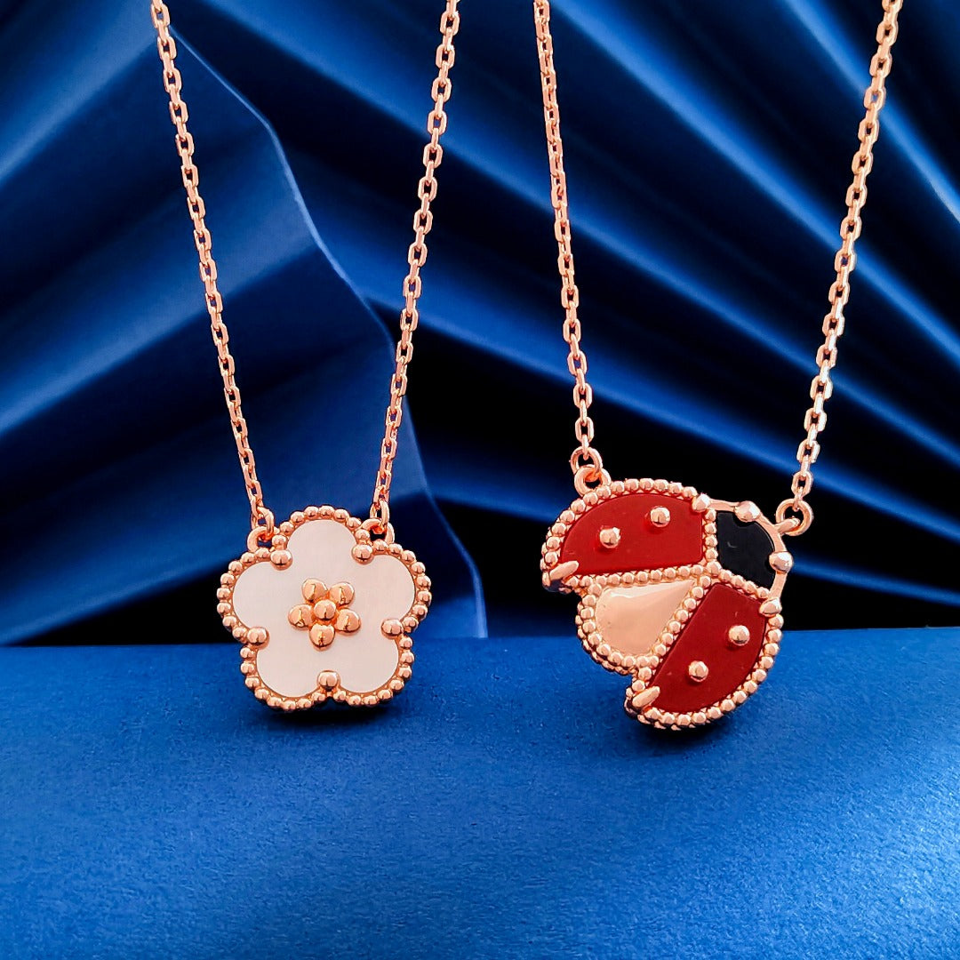Butterfly Motif Necklace, Rose Gold Tone