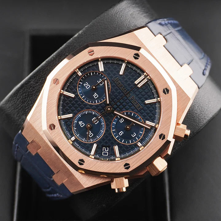 Octagonal Bezel Watch, 18K, Rose Gold Tone, 41 mm
