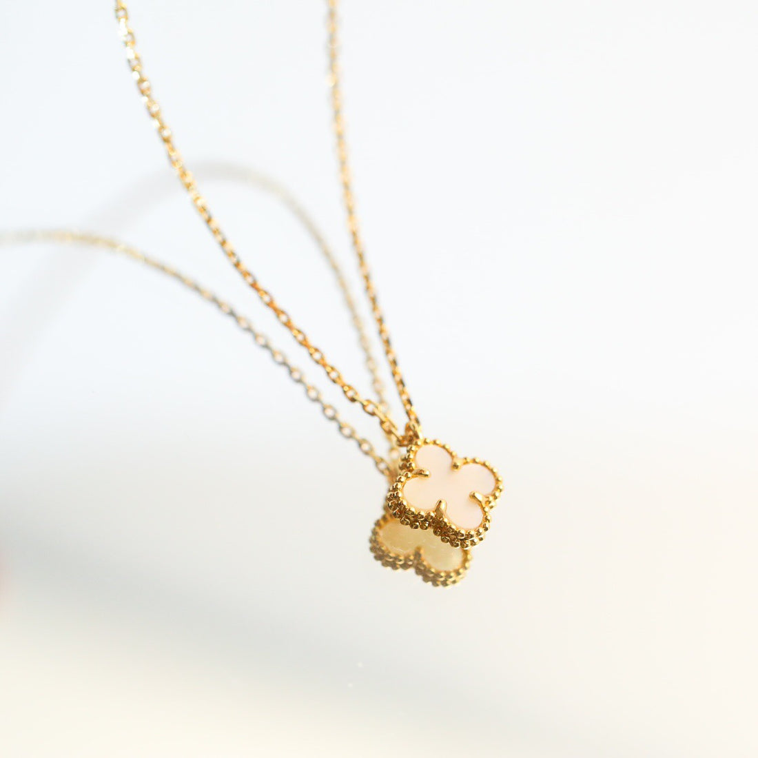 Quatrefoil Pendant Necklace, Yellow Gold Tone
