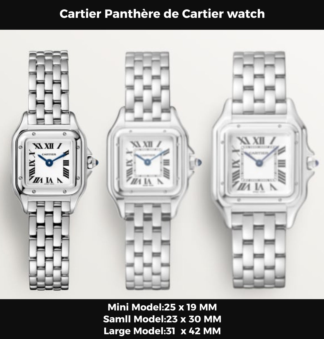 Square Link-Bracelet Watch, White Gold Tone, White, Small Model