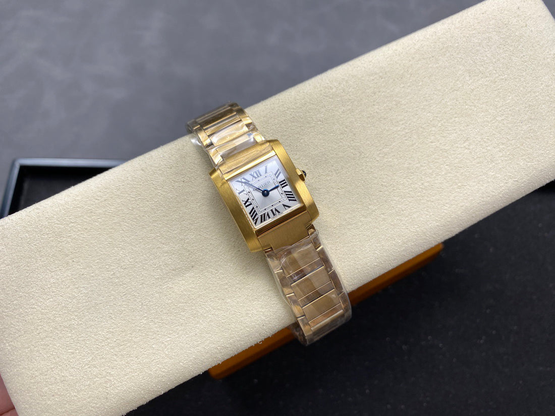 Rectangular Case Watch, Yellow Gold Tone, Small Model