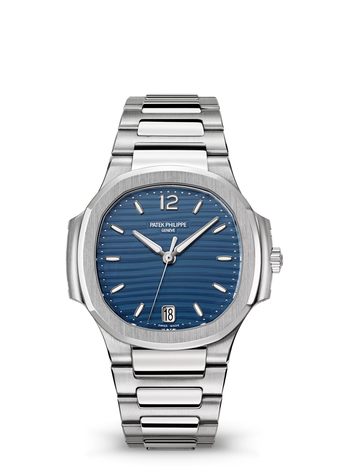Porthole Case Watch, White Gold Tone, White