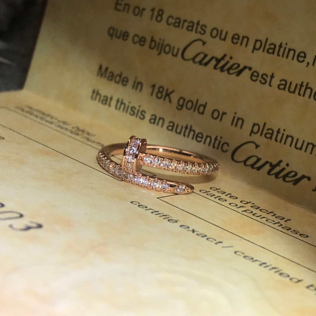 Wrapped Nail Ring, Stone-Set, Rose Gold Tone
