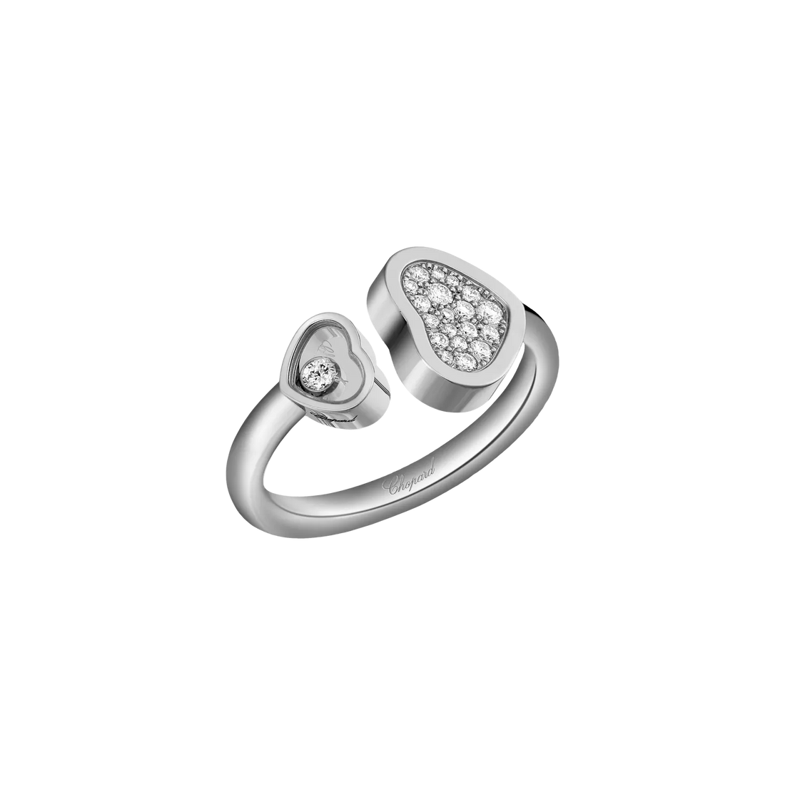 Floating Heart Ring, White Gold Tone, Stone-Set, White