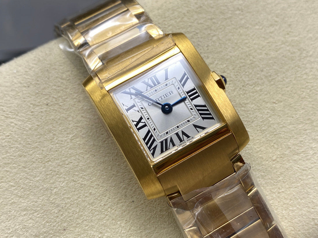 Rectangular Case Watch, Yellow Gold Tone, Small Model