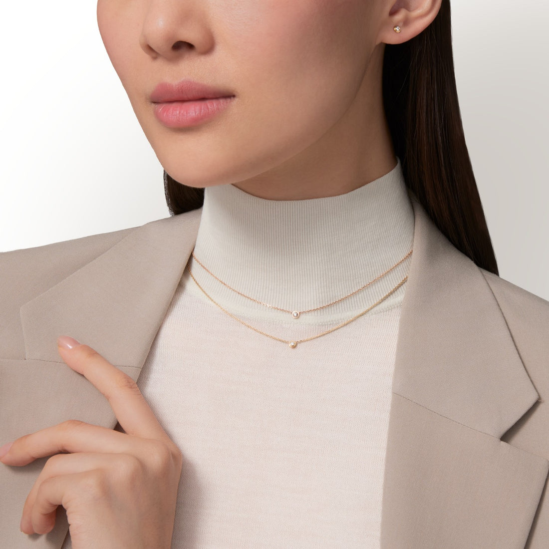 Heart Pendant Necklace, Yellow Gold Tone, Stone-Set, Mini Model