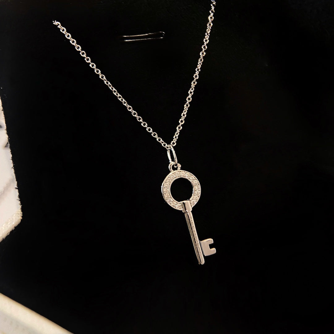 Key Pendant Necklace, Rose Gold Tone