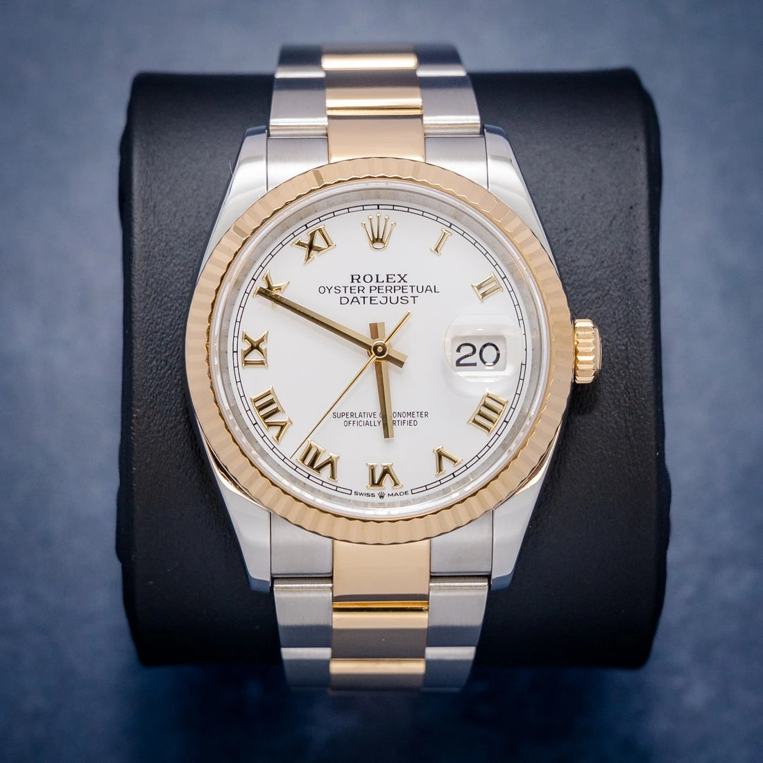 Classic Date Watch, Yellow Gold Tone, Steel, 36 mm