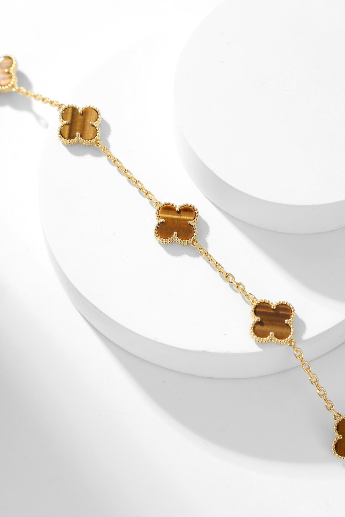 Quatrefoil Pendant Necklace, 10 Motifs, Yellow Gold Tone, Malachite