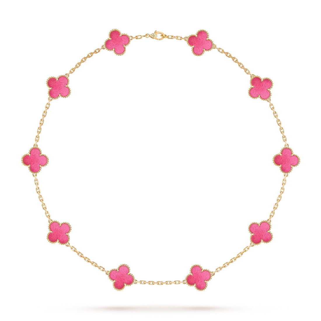 Quatrefoil Pink Enamel Necklace