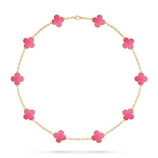 Quatrefoil Pink Enamel Necklace