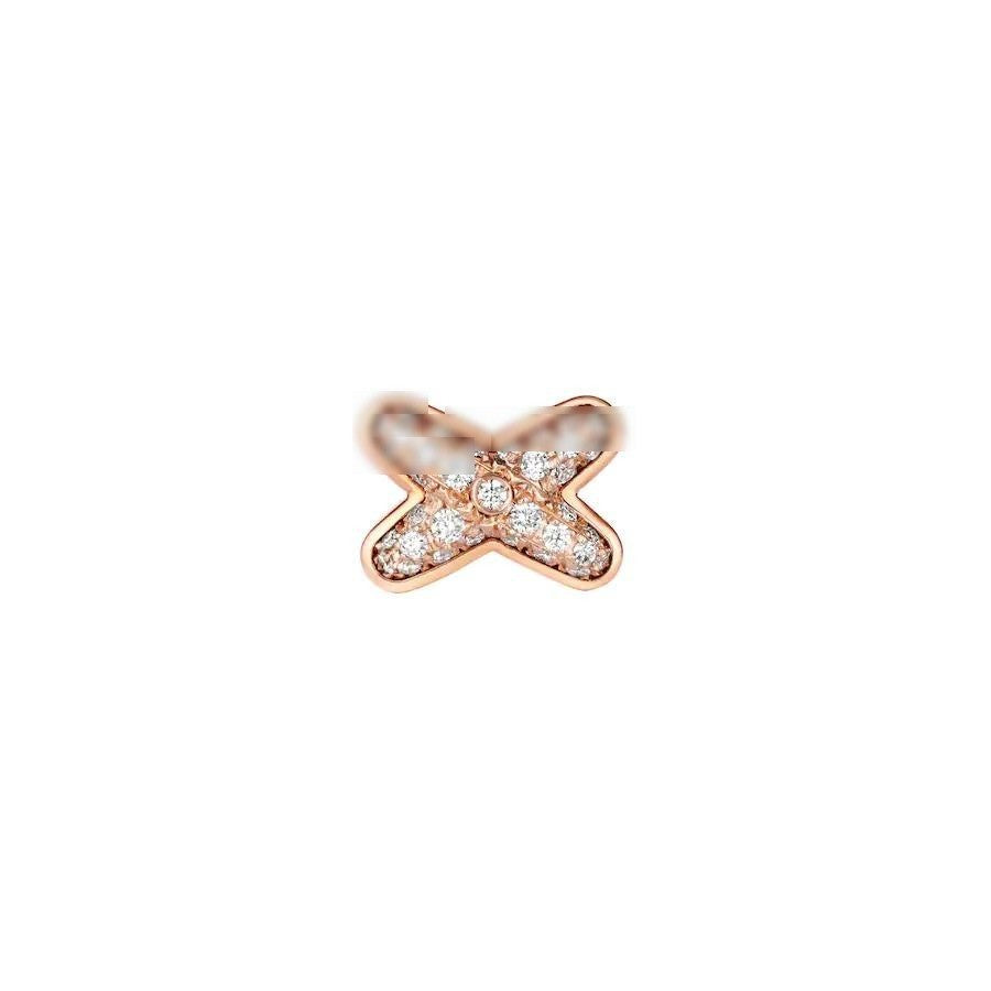 Linked Motif Pavé Earrings, Rose Gold