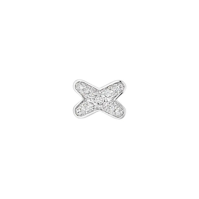Linked Motif Pavé Earrings, White Gold Tone
