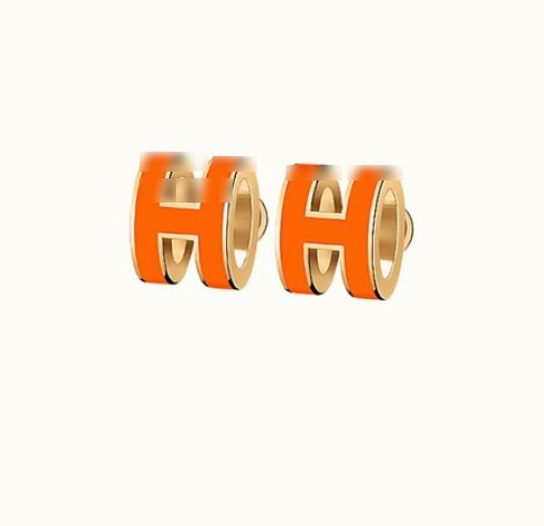 Mini H Stud Earrings, Orange