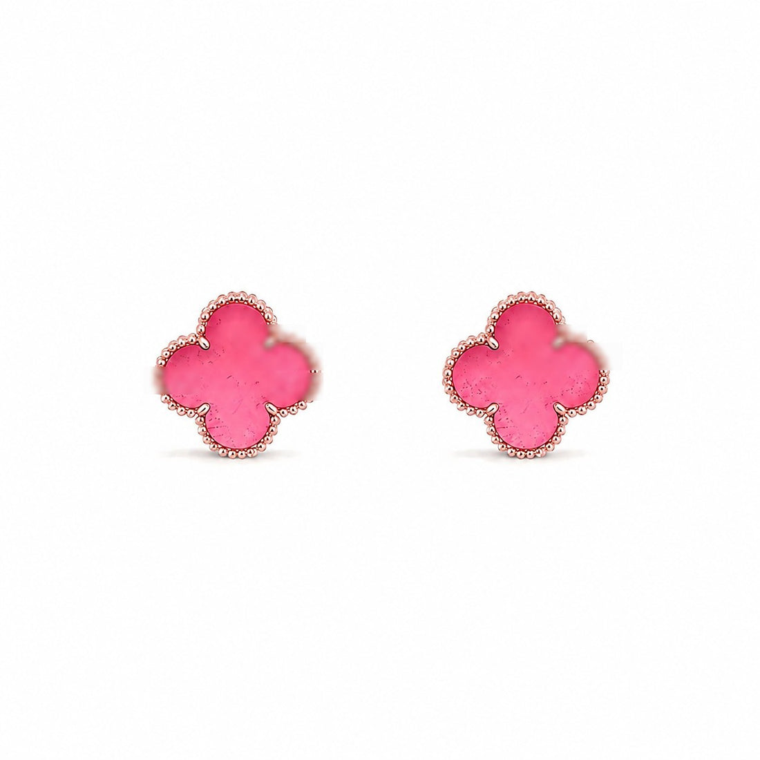 Quatrefoil 15 mm Pink Enamel Stud Earrings
