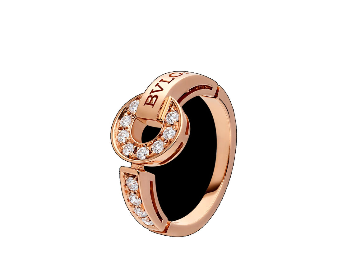 Roman Band Ring, Rose Gold Tone, Stone-Set