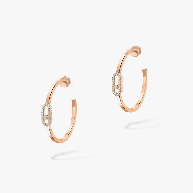 Sliding Stone Hoop Earrings
