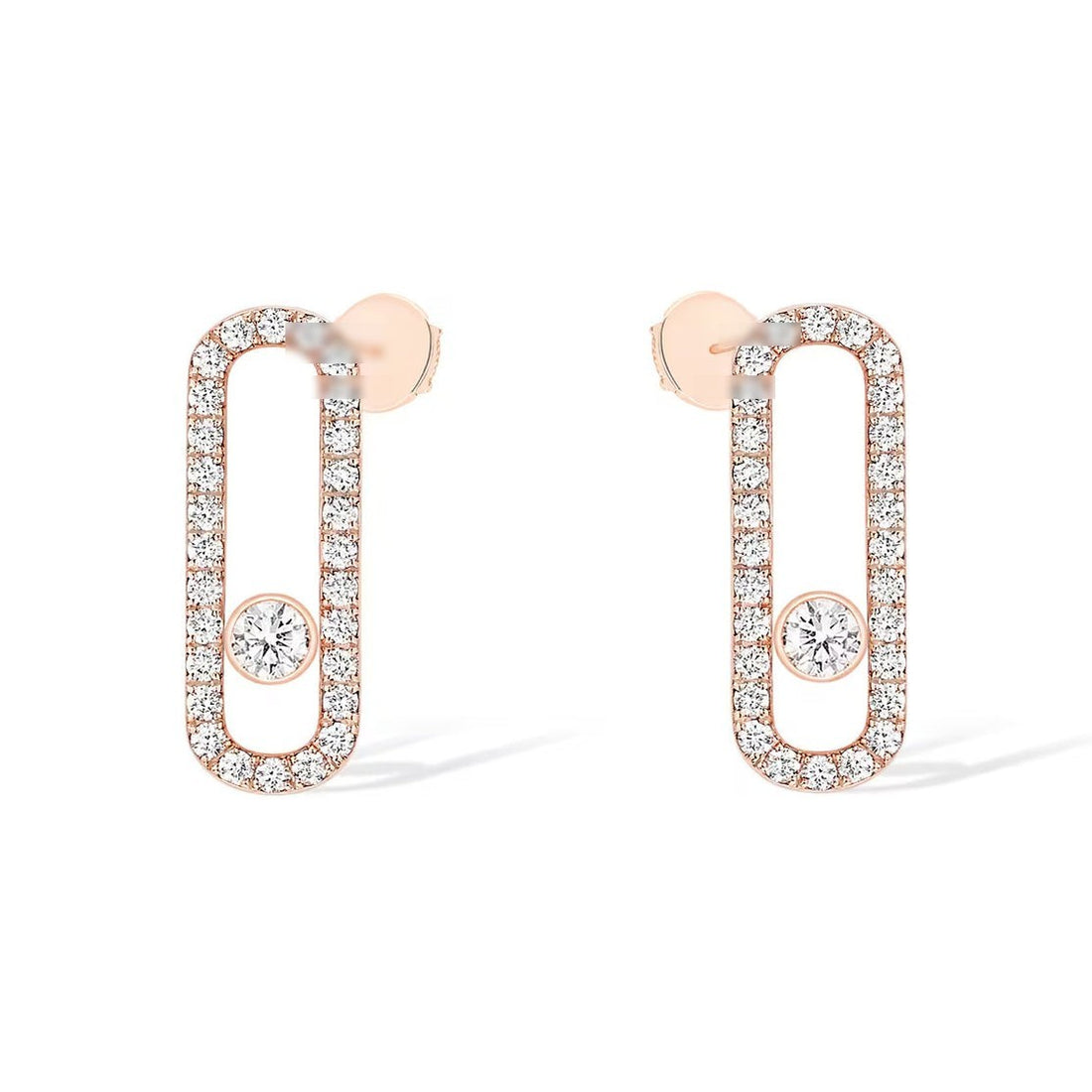 Sliding Stone Stud Earrings, Pavé