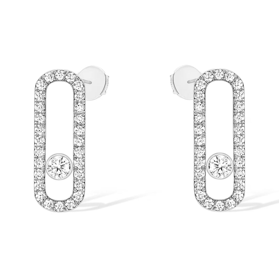 Sliding Stone Stud Earrings, Pavé