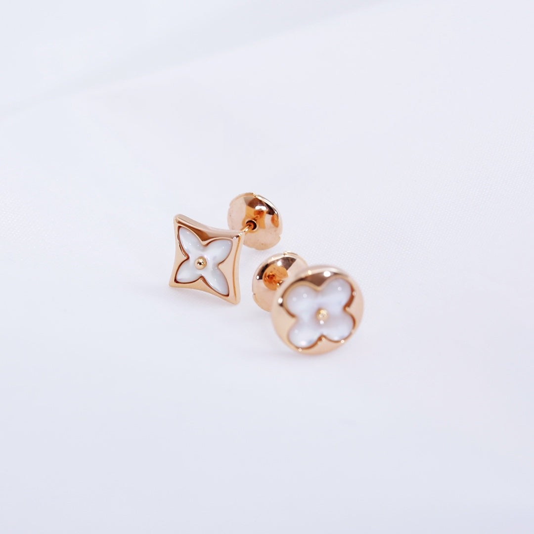 Star-and-Sun Stud Earrings, Mother of Pearl