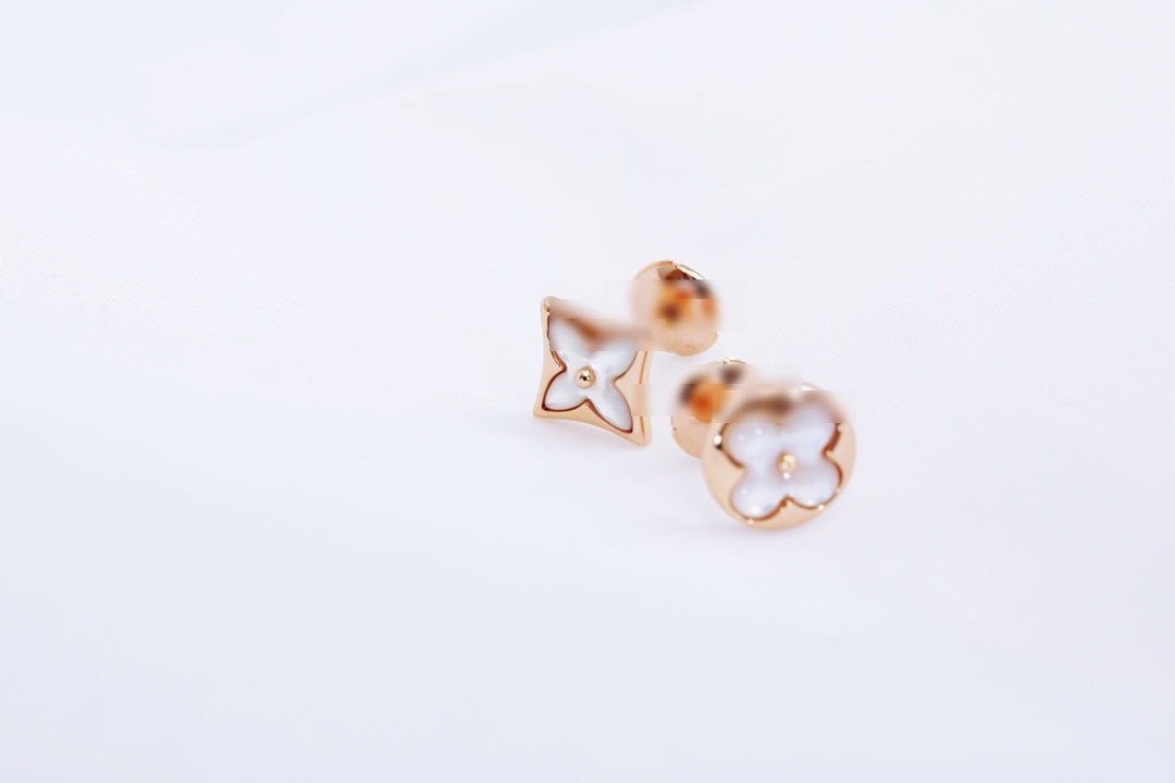 Star-and-Sun Stud Earrings, Mother of Pearl