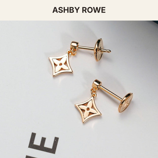 Star Motif Earrings, Gold