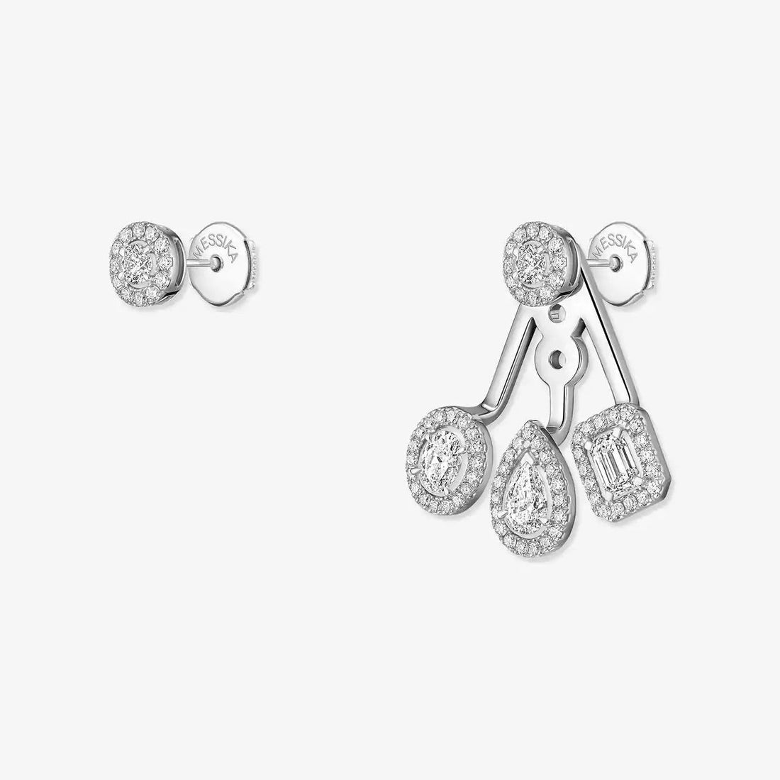 Twin Stone Trio Earrings