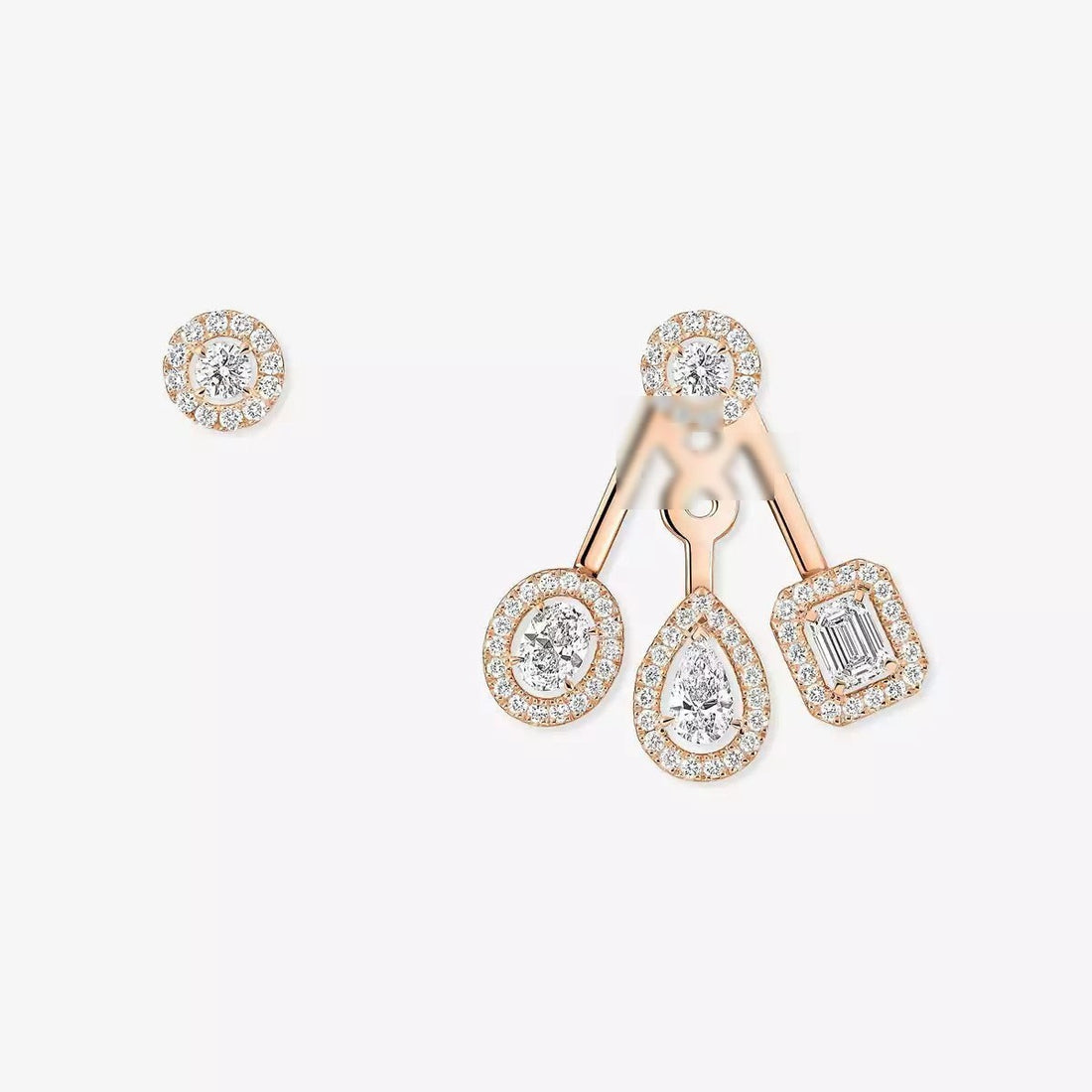 Twin Stone Trio Earrings