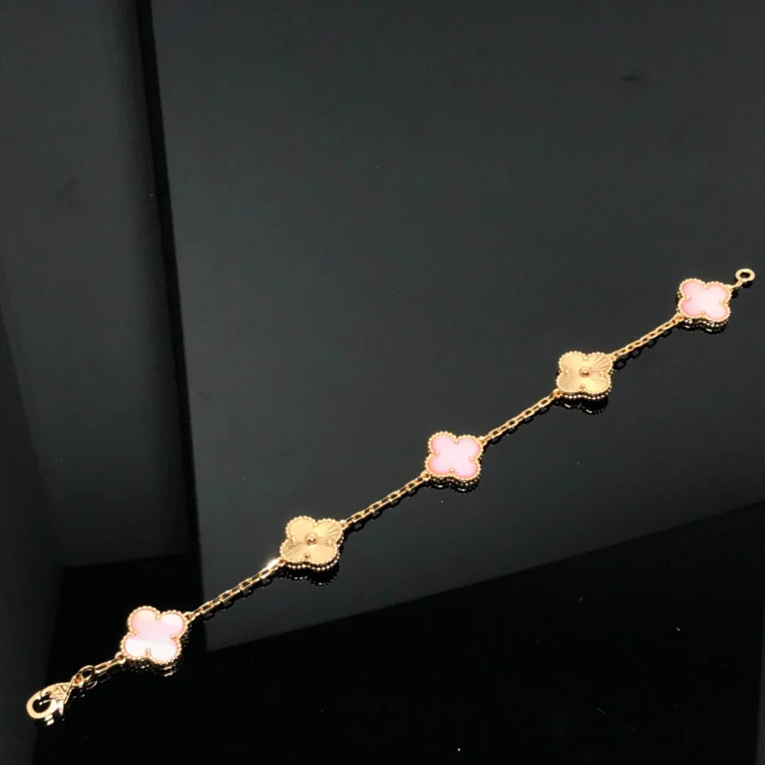 Quatrefoil 5 Motifs Bracelet, Pink Mother of Pearl