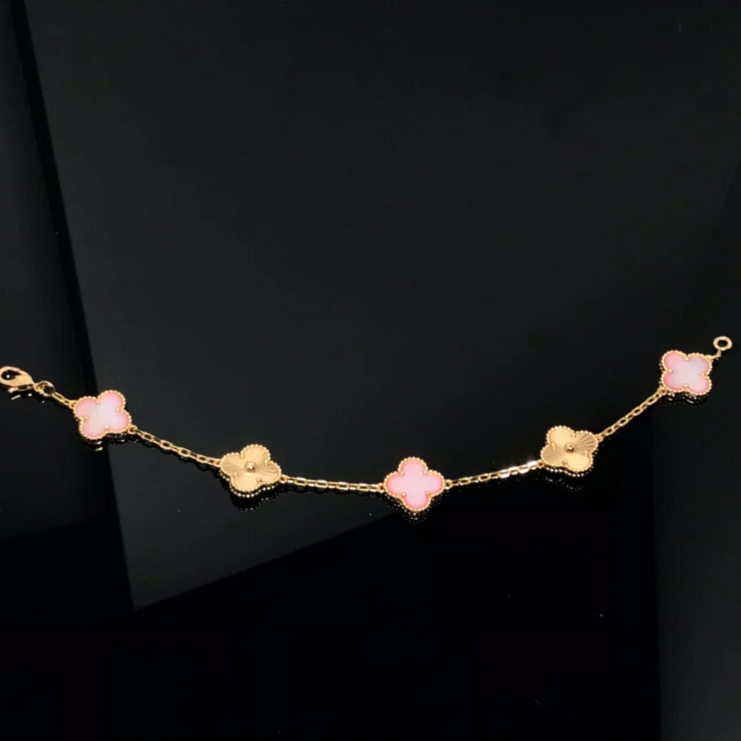 Quatrefoil 5 Motifs Bracelet, Pink Mother of Pearl