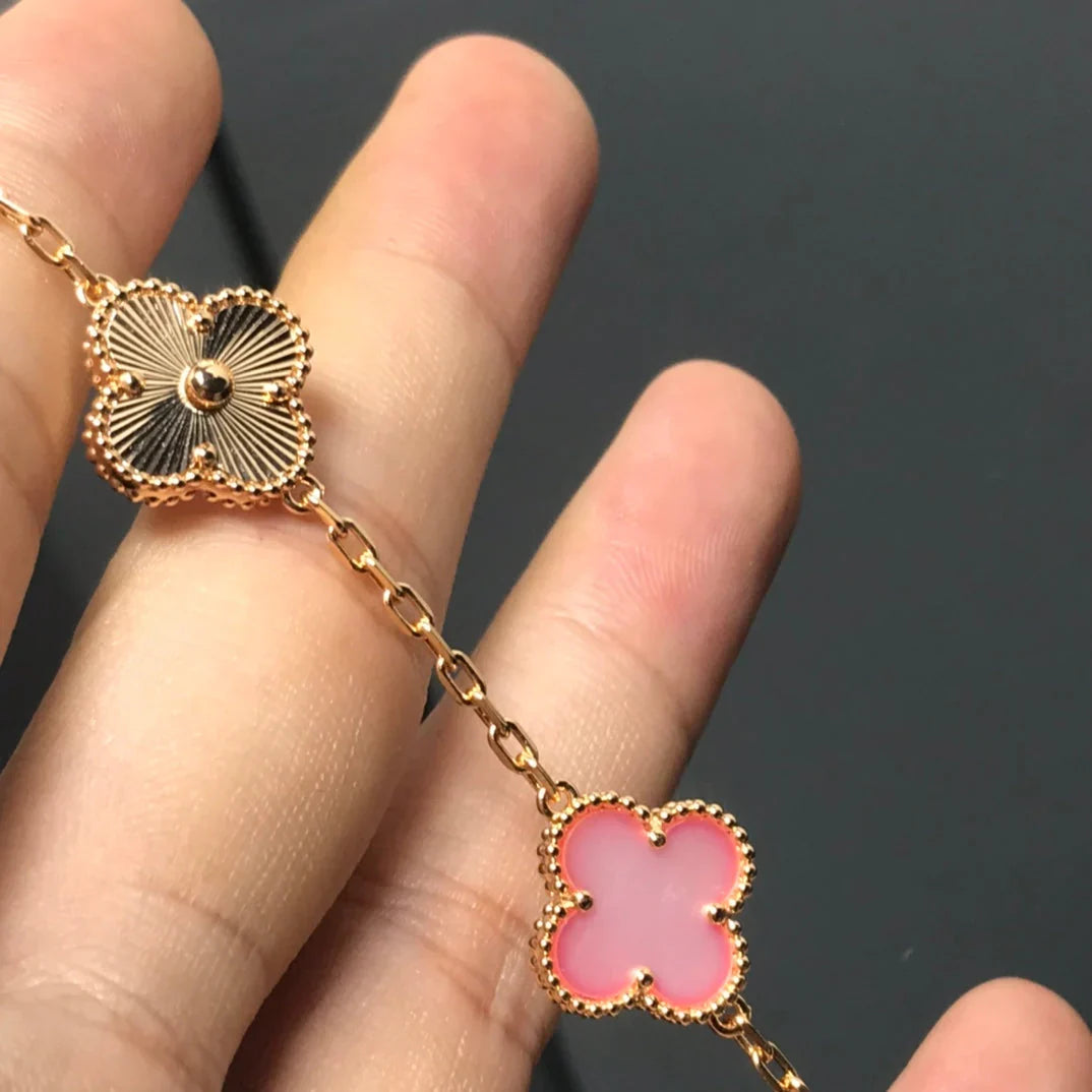 Quatrefoil 5 Motifs Bracelet, Pink Mother of Pearl
